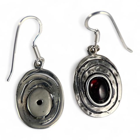 AGARA, OHRRINGE, SILBER 925, GRANAT