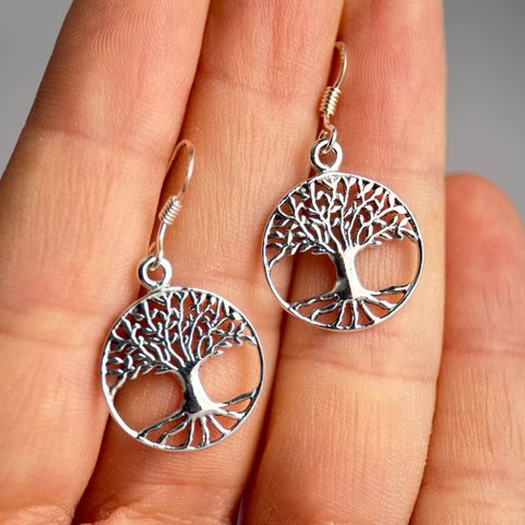 ARBRE DE VIE, BOUCLES D'OREILLES EN ARGENT 925/1000