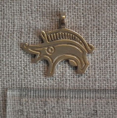 BOAR, BRONZE PENDANT