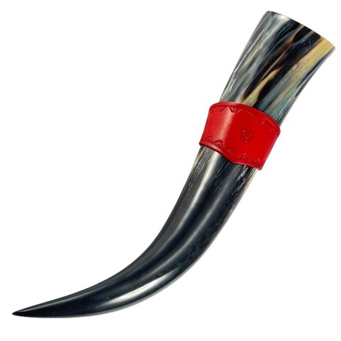 FLEUR, PORTE-CORNE EN CUIR, ROUGE