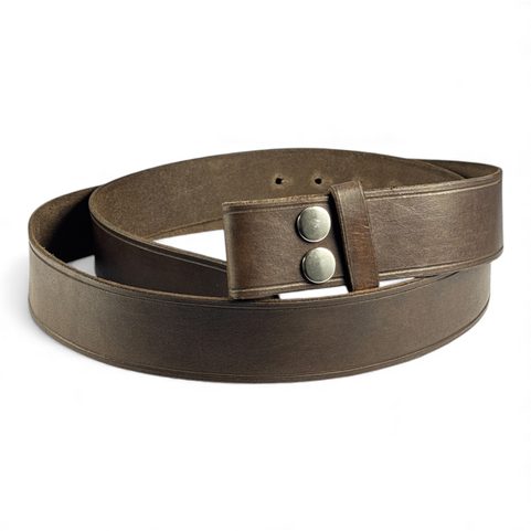 LEATHER BELT WITH BUCKLE CHANGE SYSTEM, BROWN