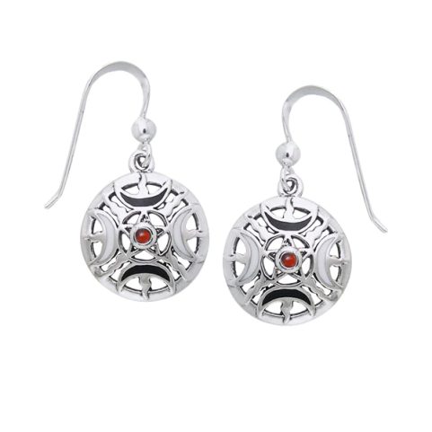 PENTACLE DE LUNE DE FEU, BOUCLES D'OREILLES EN ARGENT, AG 925