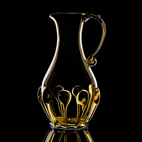 PERCHTA - JUG, BOHEMIAN MEDIEVAL GREEN GLASS