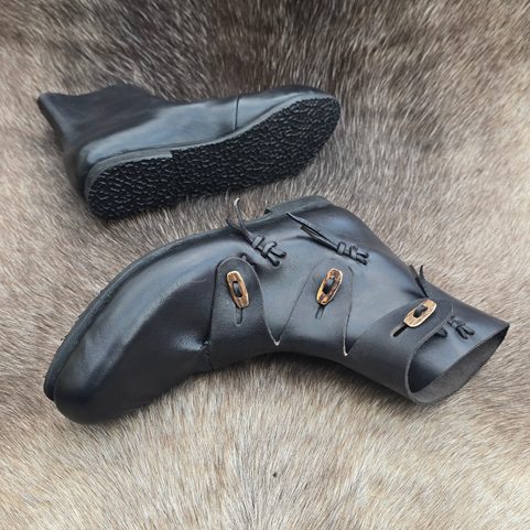 BORG, LEATHER SHOES EARLY MIDDLE AGES BLACK - VIKINGY