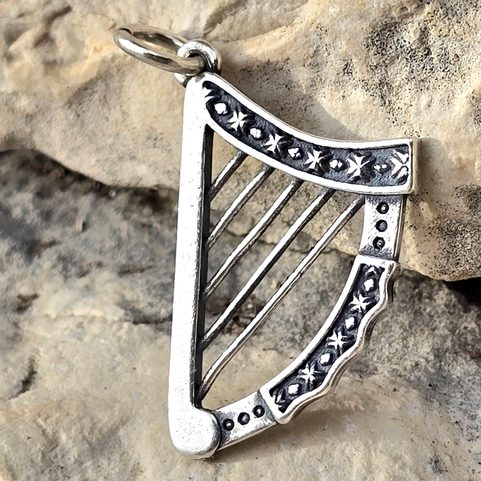 ERIN GO BRAGH - IRISH HARP, SILVER PENDANT, AG 925