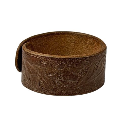 OAK LEAVES, LEATHER BRACELET - DARK BROWN