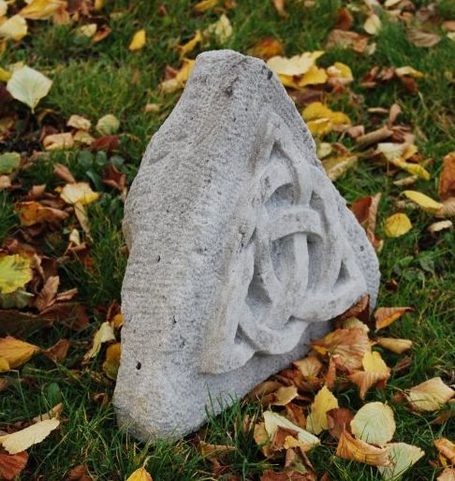 TRIQUETRA STONE RELIEF FROM SANDSTONE, MENHIR