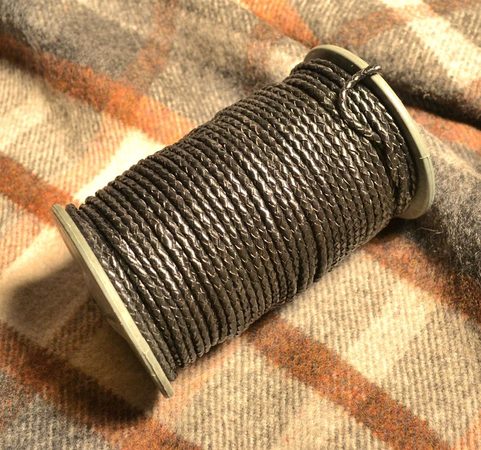BLACK BRAIDED LEATHER CORD, ROUND, 3 MM, 1 M