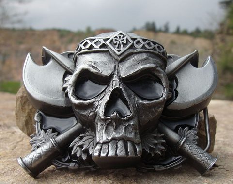 SKULL AND AXES, BELT BUCKLE