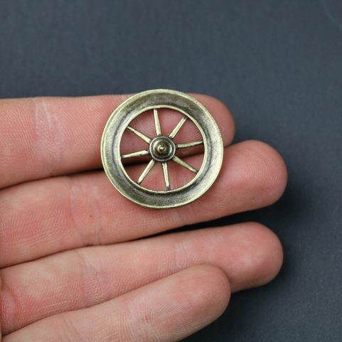 ROUE DE TARANIS, SOLEIL CELTIQUE, ZINC, LAITON ANTIQUE