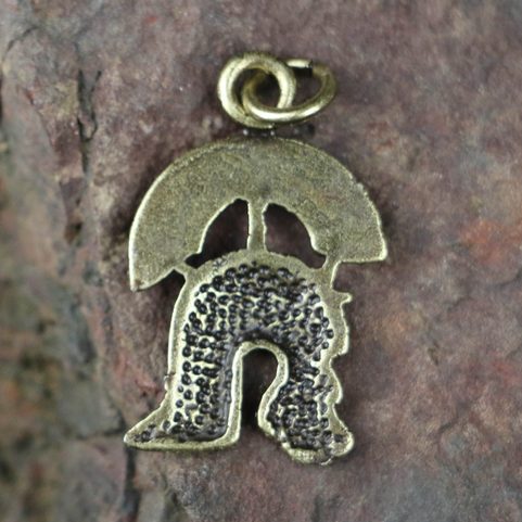CENTURION, ROMAN HELMET, ZINK PENDANT, ANTIQUE BRASS