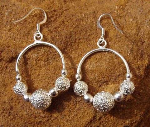 GREAT MORAVIAN EARRINGS, SILVER PLATED