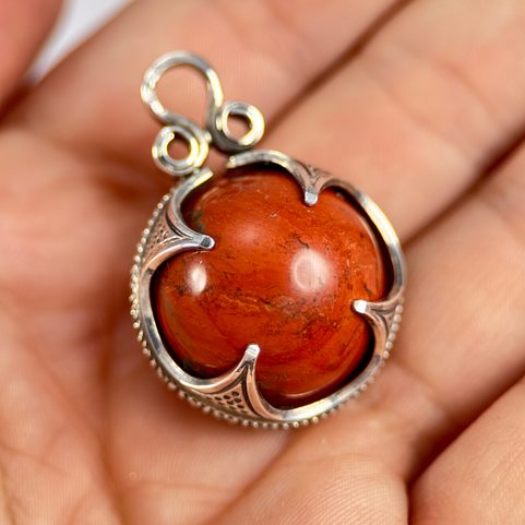 VIKING JASPER BALL PENDANT, GOTLAND, SILVER