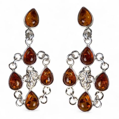 ELIZABETH, BOUCLES D'OREILLES EN ARGENT, AMBRE, AG 925/1000