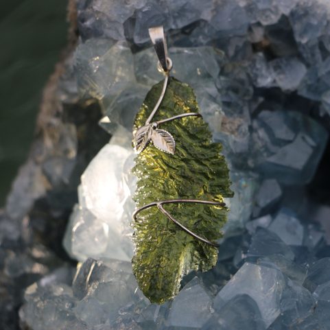 KALINA, MOLDAVITE, SILVER PENDANT AG 925