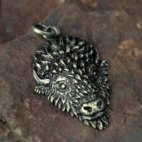TATANKA - BISON ZINC PENDANT, ANTIQUE BRASS