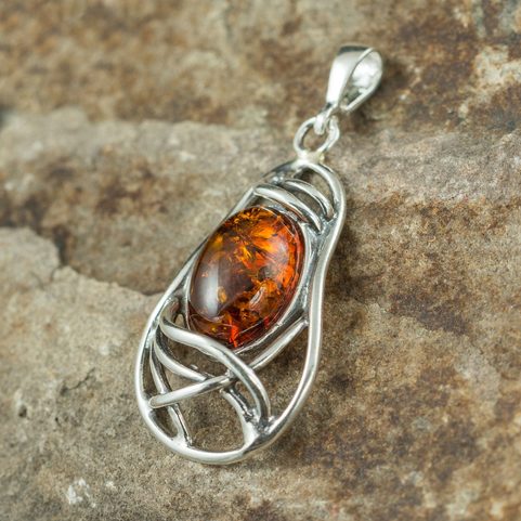 WERA, AMBER PENDANT, STERLING SILVER