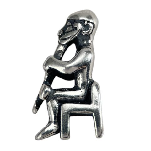 SEATED THOR STATUE - SILVER PENDANT, AG 925