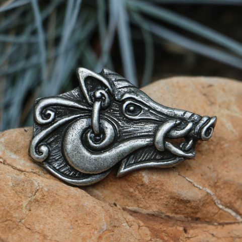 CELTIC BOAR - HEAD, PENDANT, ZINC