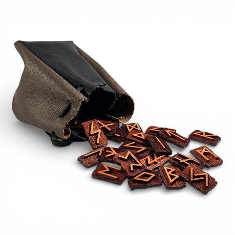 RUNES - ELDER FUTHARK, ENSEMBLE DE RUNES EN BOIS