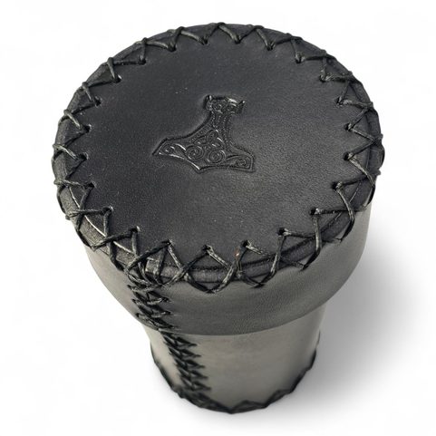 LEATHER CUP FOR DICE WITH LID - THOR'S HAMMER