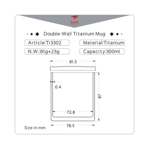 TI3302 DOUBLE-WALL TITANIUM MUG WITH LID KEITH
