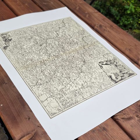 BOHEMIAE REGNUM, HISTORISCHE KARTE DES KÖNIGREICHS BÖHMEN, HANDGESCHÖPFTES PAPIER