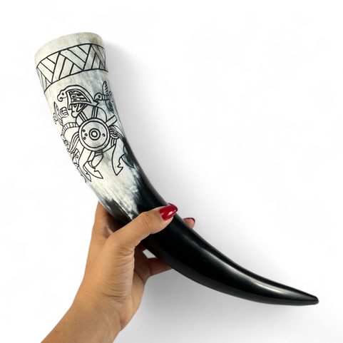 HUGINN AND MUNINN, VENDEL DRINKING HORN