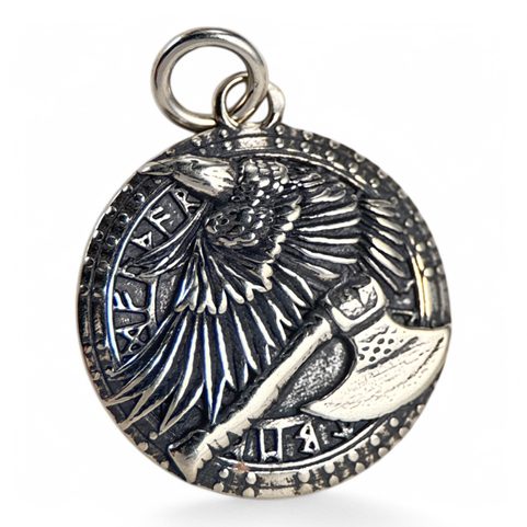 TO VALHALLA! VIKING BATTLE AMULET, SILVER 925