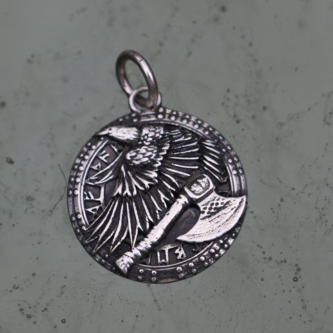 TO VALHALLA! VIKING BATTLE AMULET, SILVER 925