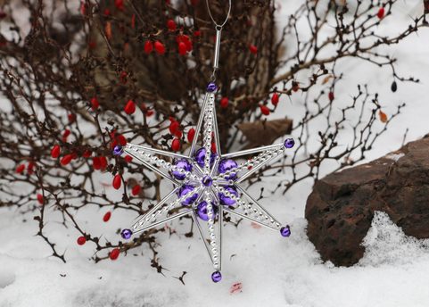 PURPLE STAR, YULE DECORATION FROM BOHEMIA