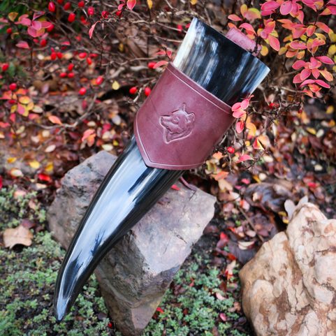 WOLF LEATHER HORN HOLDER