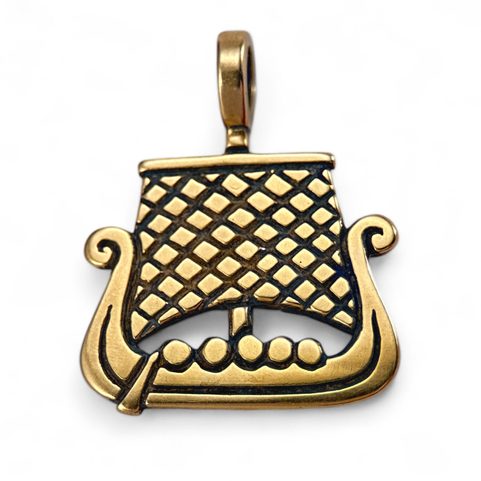 VIKING SHIP, BRONZE PENDANT