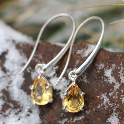SINOPE EARRINGS, SILVER, CITRINE