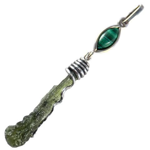 VESPERA, PENDENTIF EN MOLDAVITE, ARGENT 925/1000