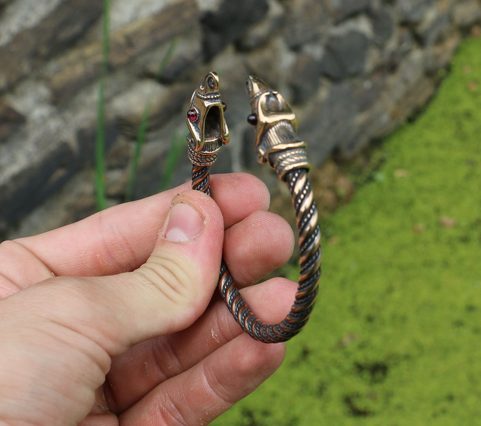 HUGINN AND MUNINN, VIKING BRACELET, BRONZE