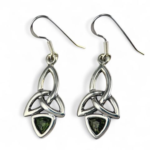 KIRA, BOUCLES D'OREILLES, MOLDAVITE ET ARGENT