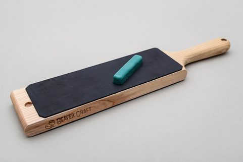 DUAL-SIDED LEATHER PADDLE STROP WITH P1 POLISHING COMPOUND LS1Р1