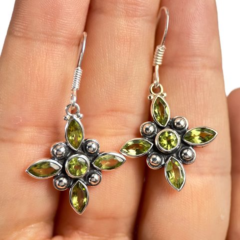 VICENZA, SILVER EARRINGS, PERIDOT, AG 925/1000