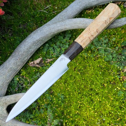 JAPANISCHES PETTY-MESSER AUS ROSTFREIEM STAHL, BIRKE