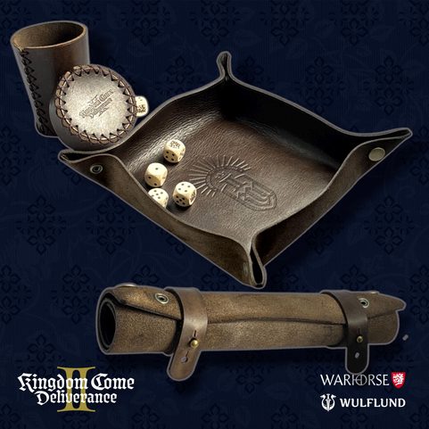 FARKLE, BOARD GAME, OAKWOOD DICE WITH CUP AND DICE TRAY,KINGDOM COME: DELIVERANCE