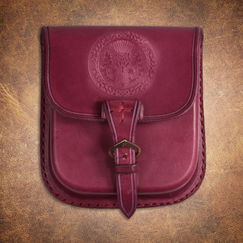 ALBA, SCOTTISH THISTLE, LEATHER BELT BAG - RED