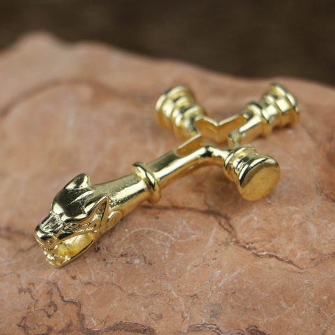 FENRIR, ICELANDIC WOLF CROSS, GOLD PLATED PENDANT