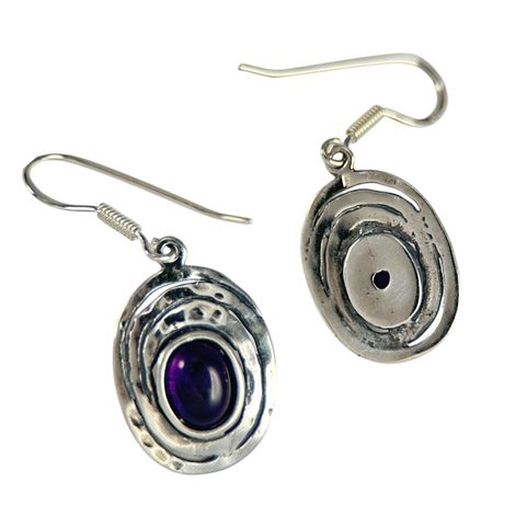 FOREST WELL, STERLING SILVER EARRINGS, AMETHYST