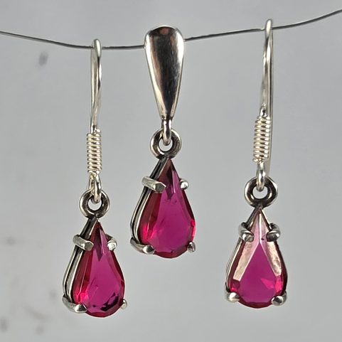 SILVER JEWELLERY SET WITH GLASS STRIGA, STERLING SILVER 925