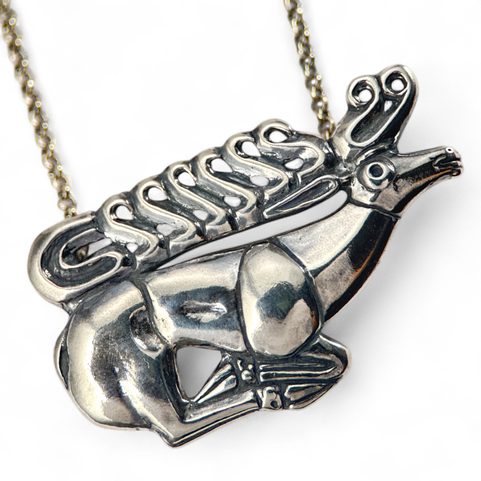 SCYTHIAN STAG - NECKLACE, STERLING SILVER