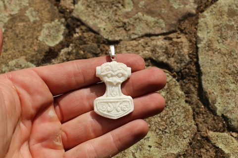 THOR'S HAMMER, CARVED BONE PENDANT