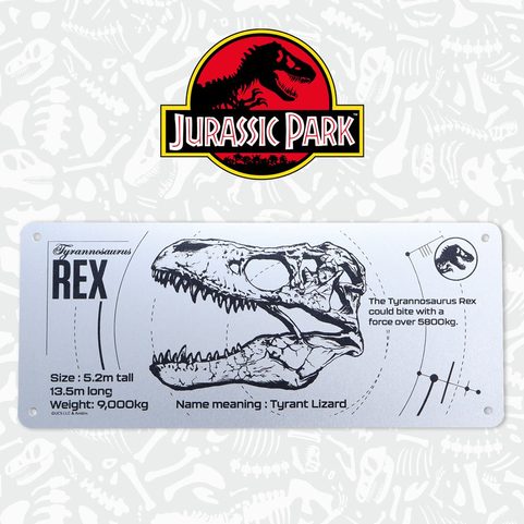 JURASSIC PARK BLECHSCHILD T-REX SCHEMA - JURASSIC PARK SCHILD