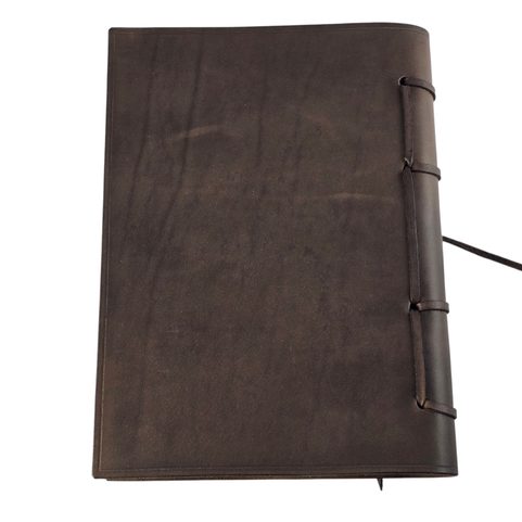 LEATHER CUSTOMIZED NOTEBOOK, UNLINED, BLACK