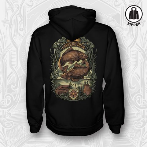 CARPERE DIEM, SWEAT-SHIRT PÊCHE À FERMETURE ÉCLAIR